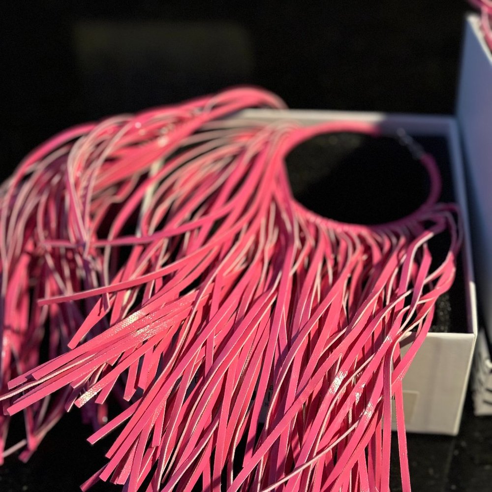 Sassy Jones Dina fringe earrings and fringe bracelet set - Hot Pink